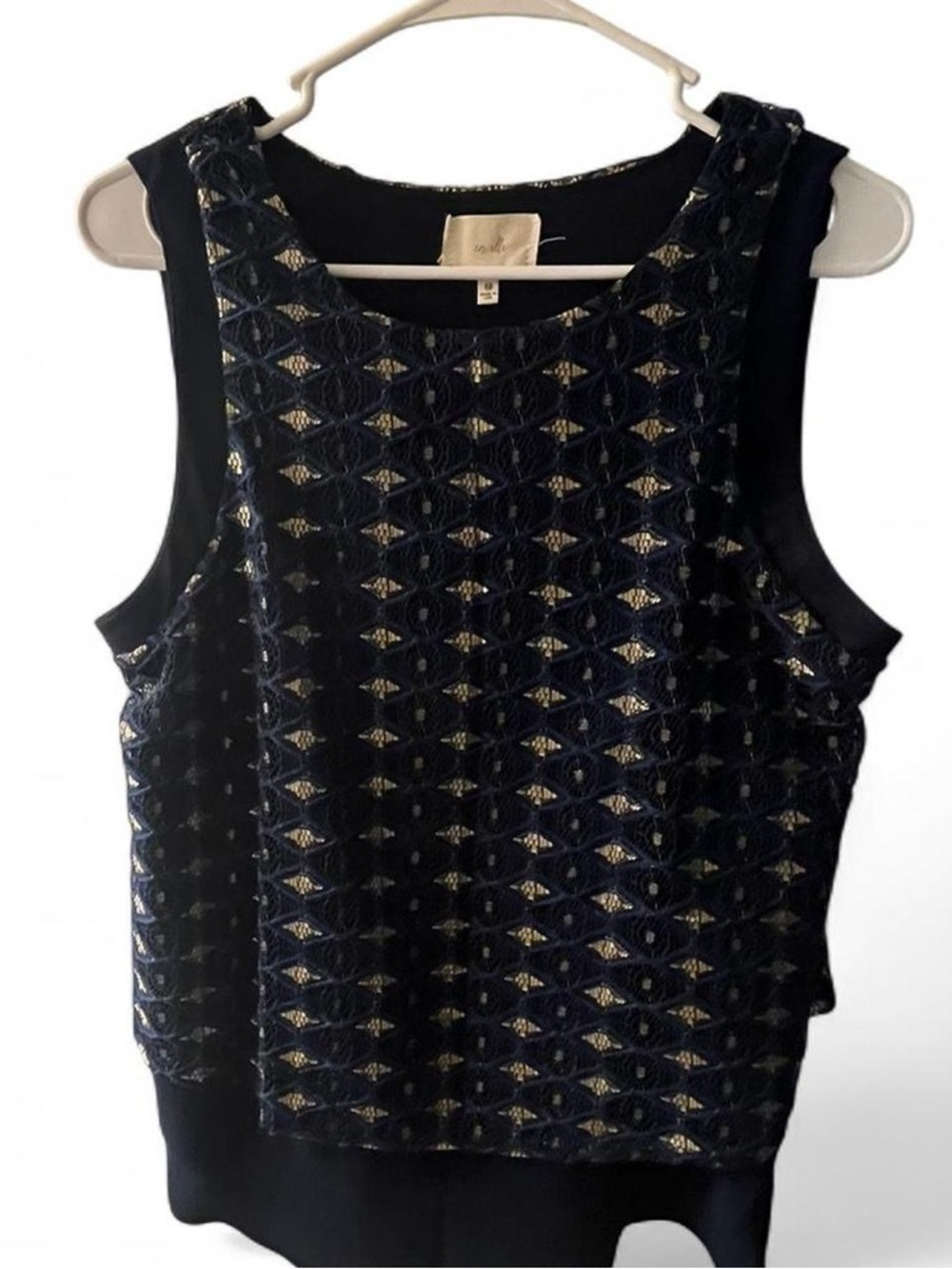 Navy Lace Overlay Tank Top - Women By En Elle - Picture 2 of 4